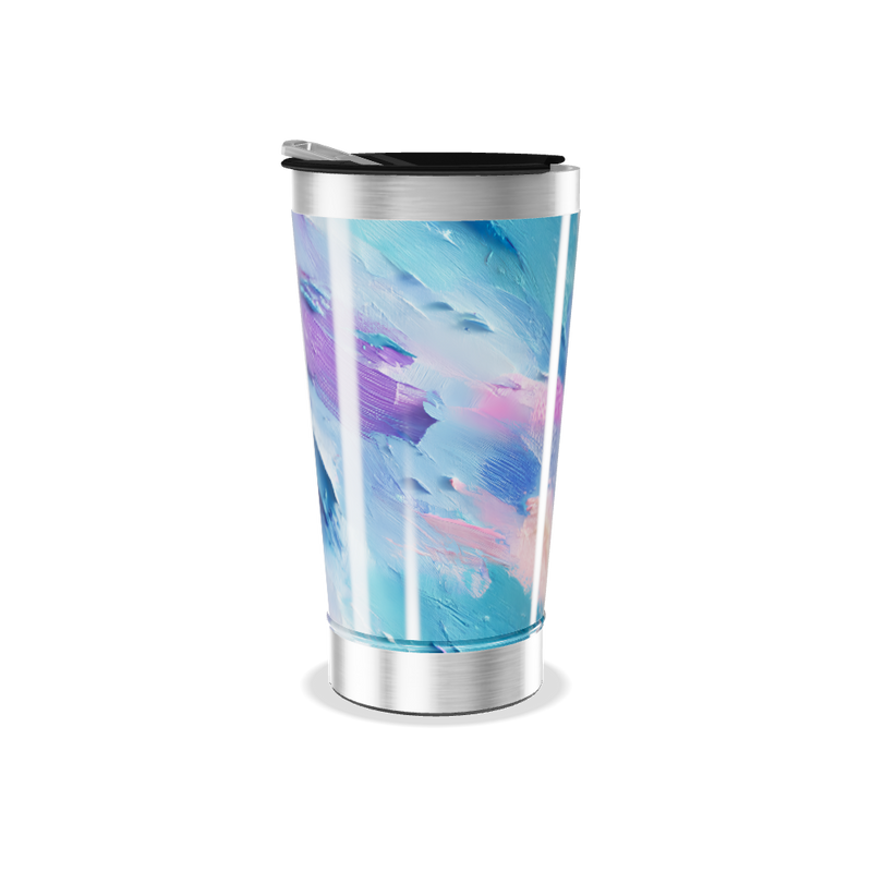 Copo Térmico - Pintura Azul Rosa Inox