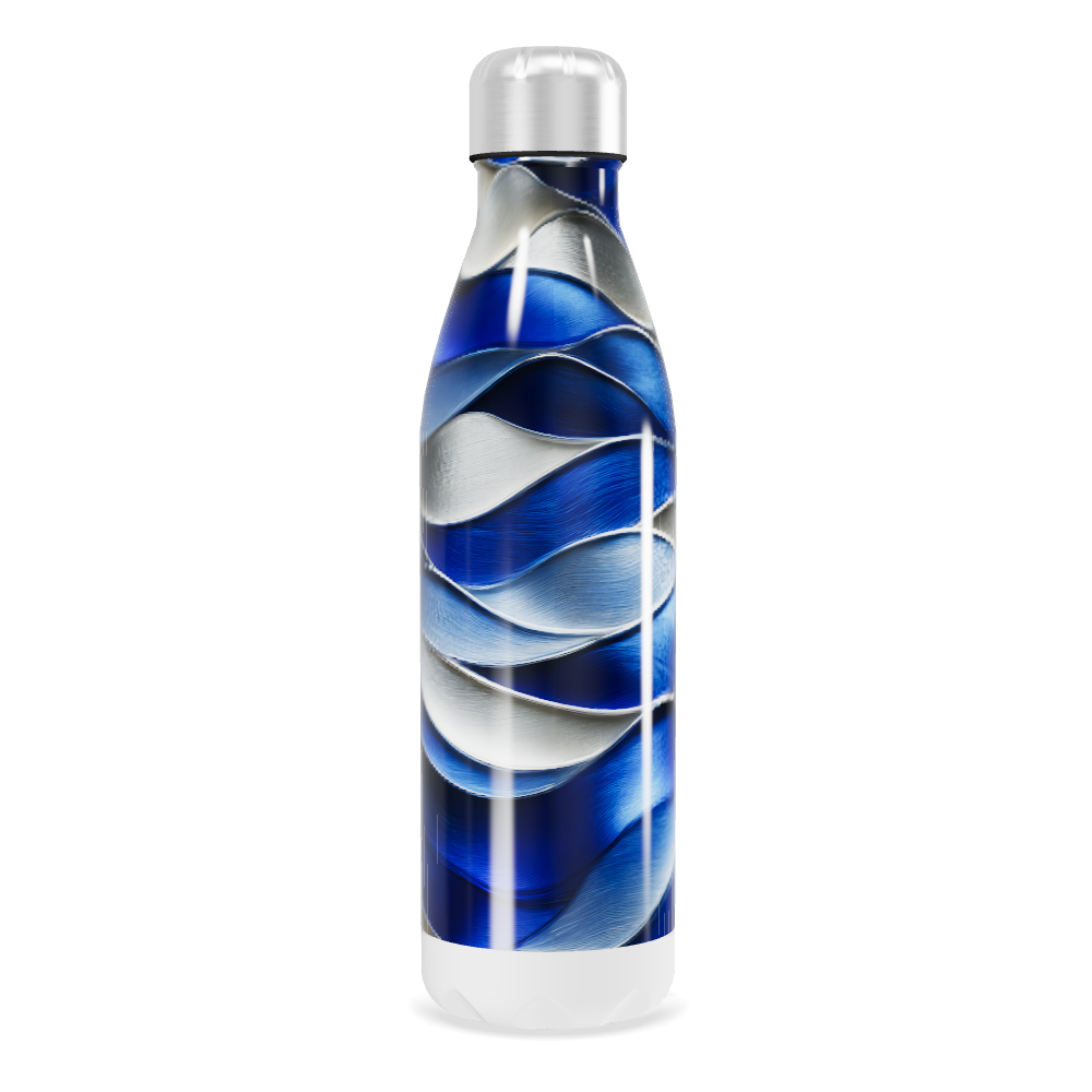 Garrafa Inox Azul - Design Ondulado