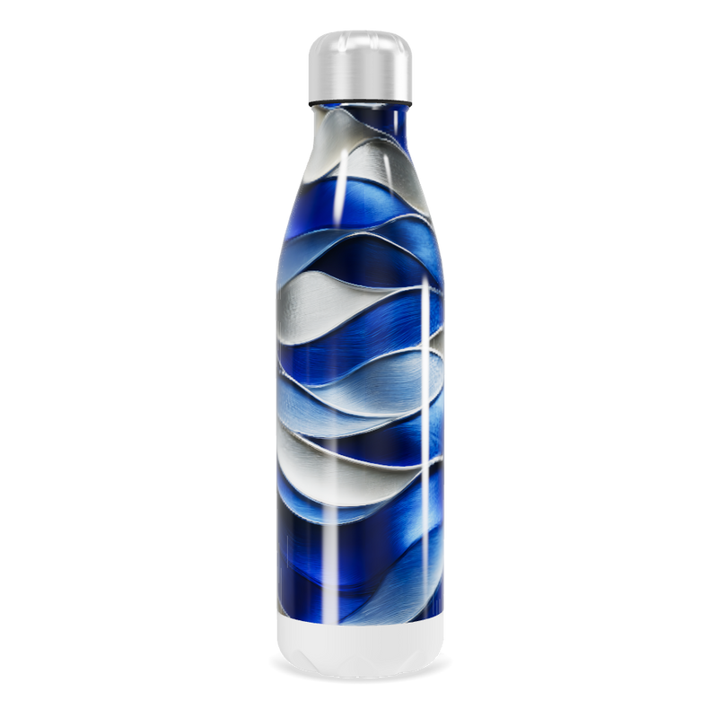 Garrafa Inox Azul - Design Ondulado