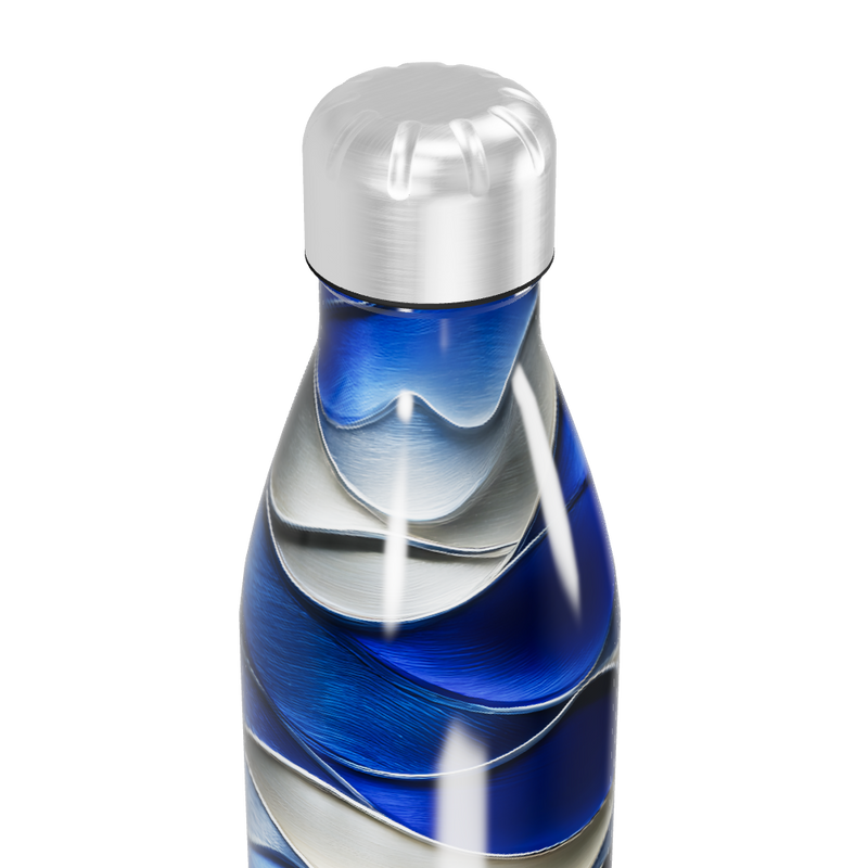 Garrafa Inox Azul - Design Ondulado