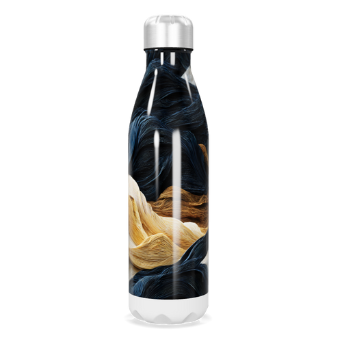 Garrafa Inox - Estampa Abstrata Azul e Dourada