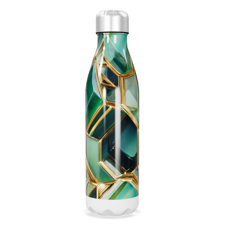 Garrafa Inox - Estampa Geométrica Verde