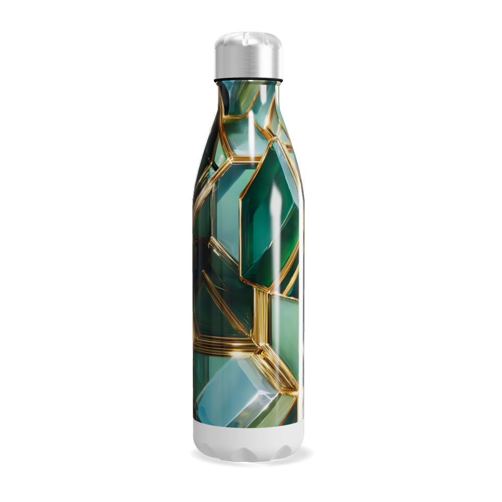 Garrafa Inox - Estampa Geométrica Verde
