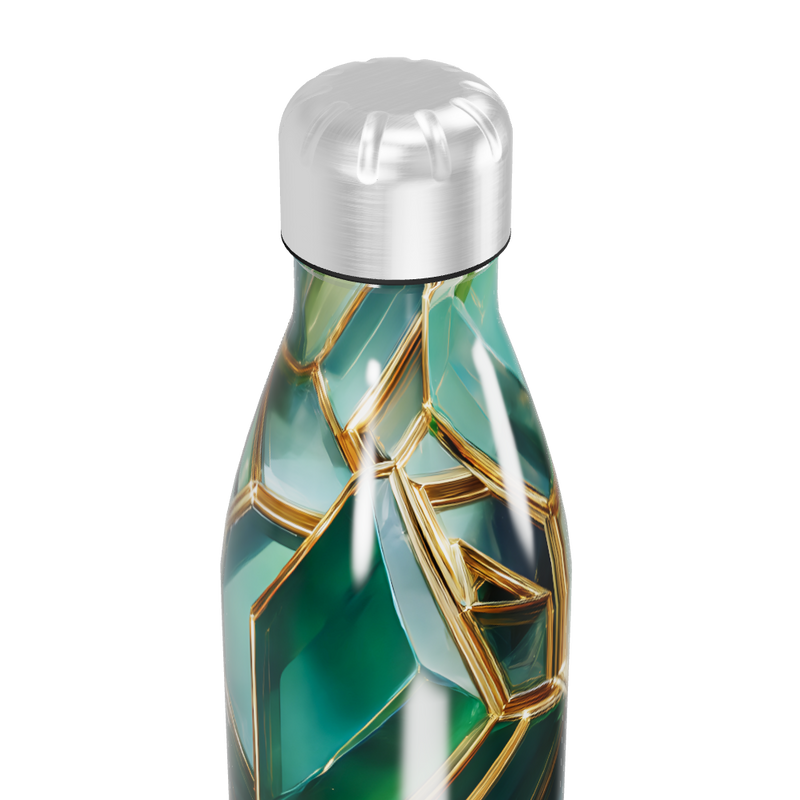 Garrafa Inox - Estampa Geométrica Verde