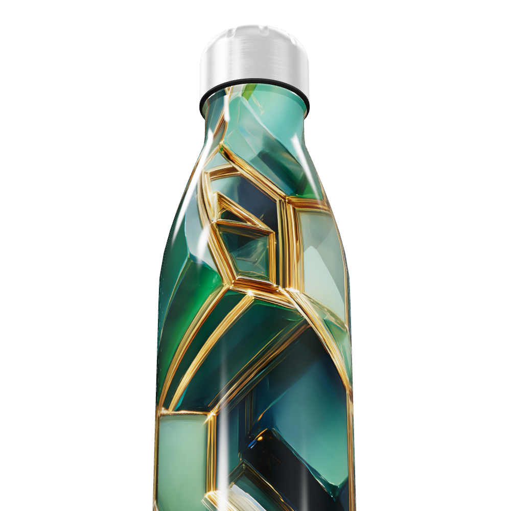 Garrafa Inox - Estampa Geométrica Verde