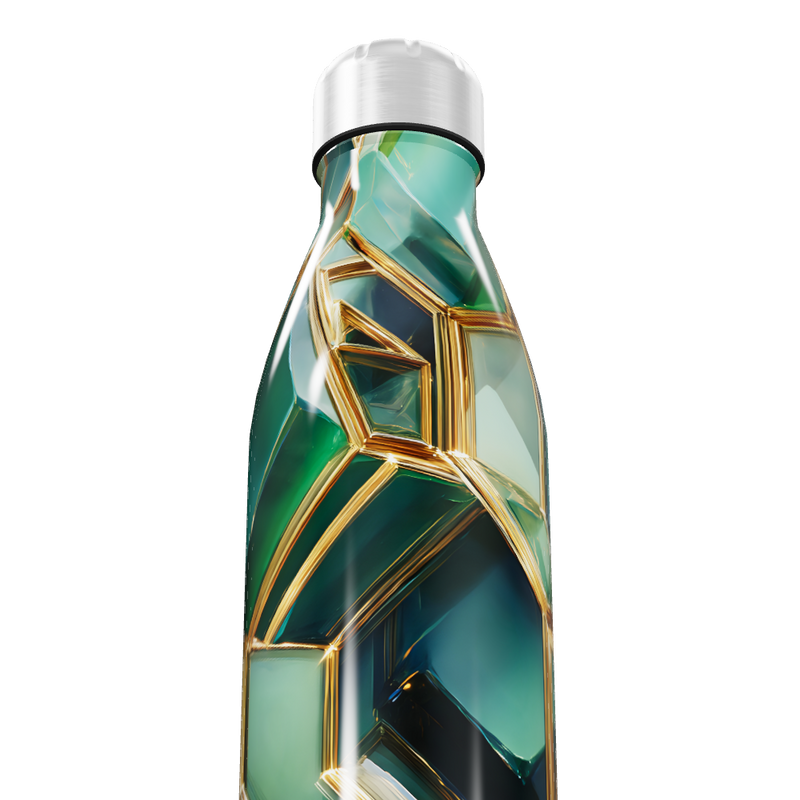 Garrafa Inox - Estampa Geométrica Verde