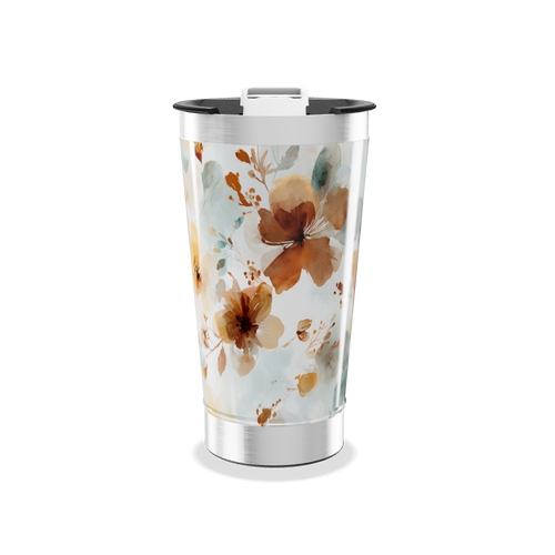 Copo Térmico - Floral Aquarela Inox