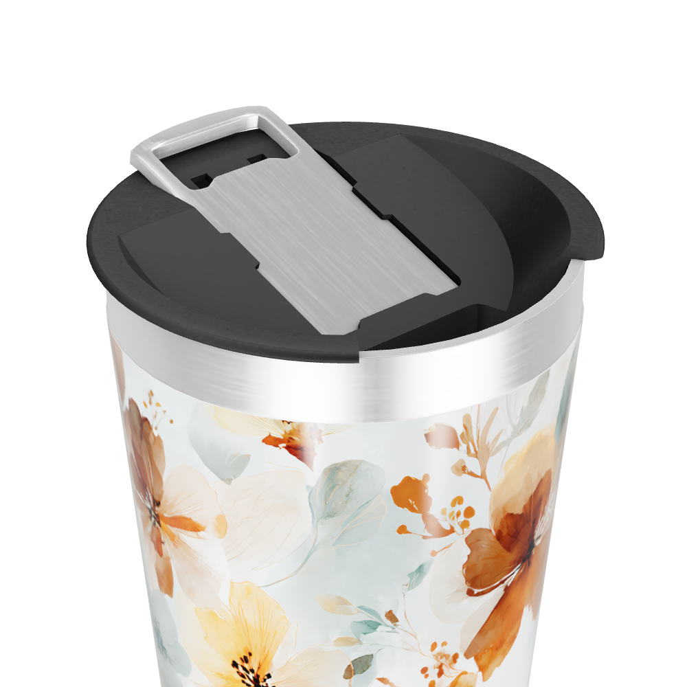 Copo Térmico - Floral Aquarela Inox