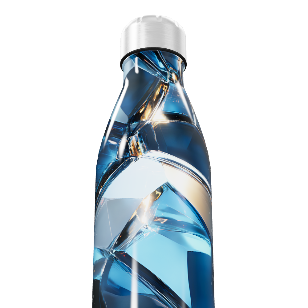 Garrafa Inox - Azul com Estampa Geométrica