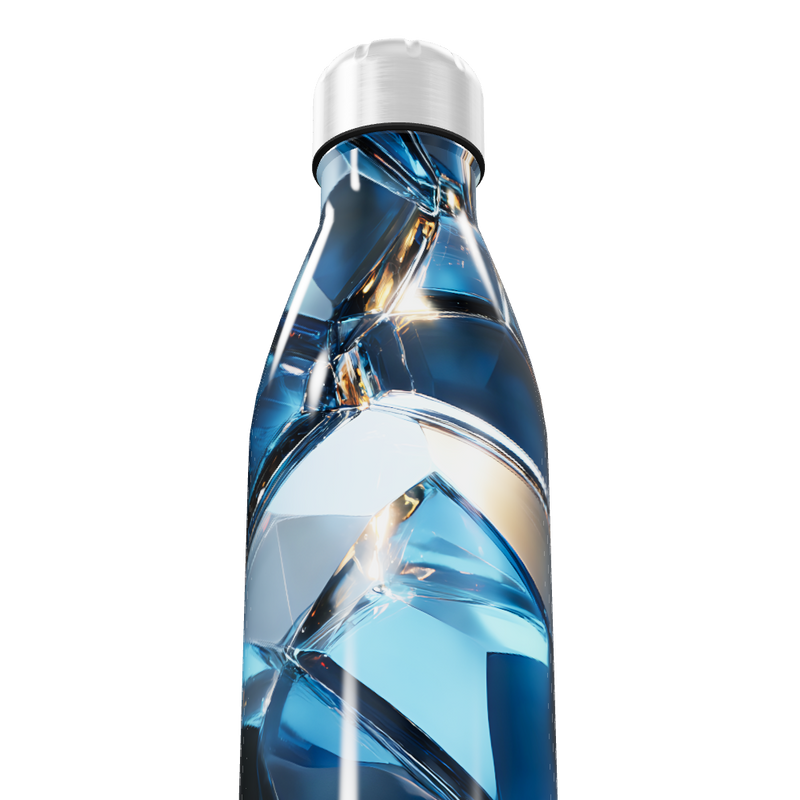 Garrafa Inox - Azul com Estampa Geométrica