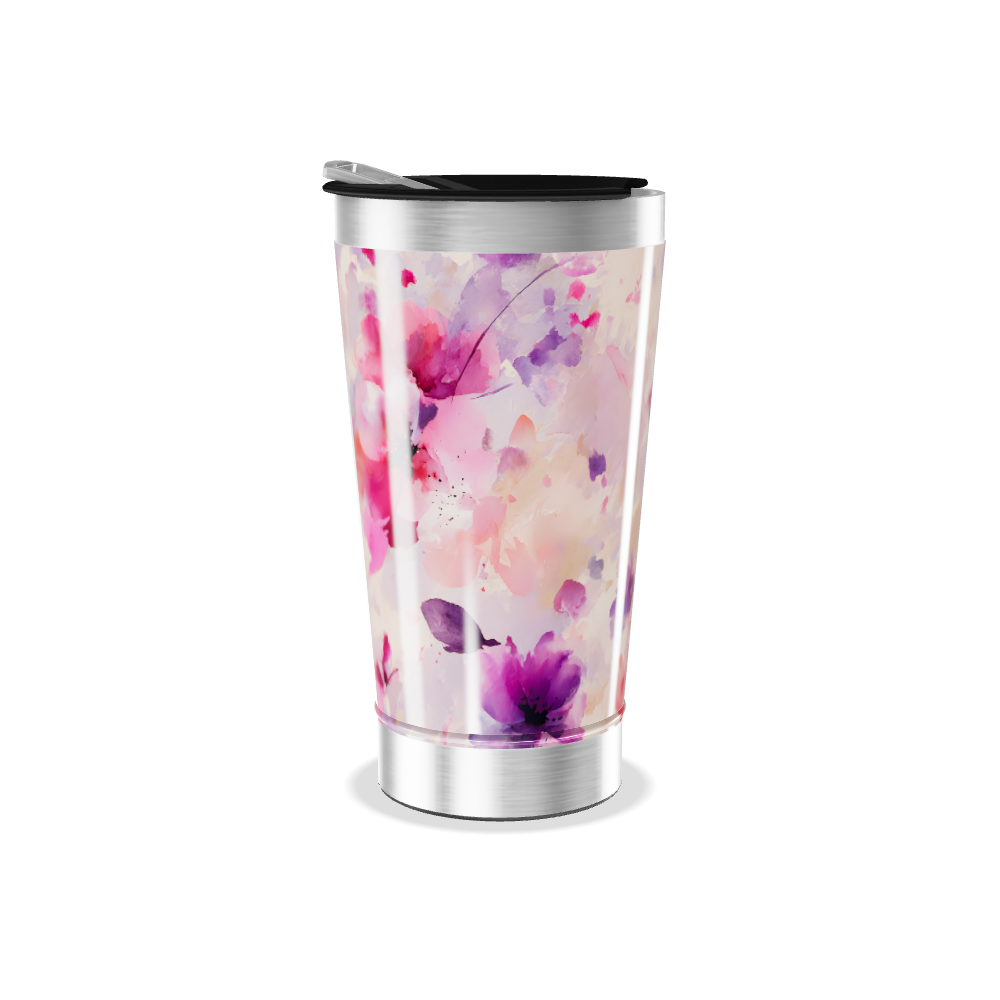 Copo Térmico - Floral Aquarela Inox