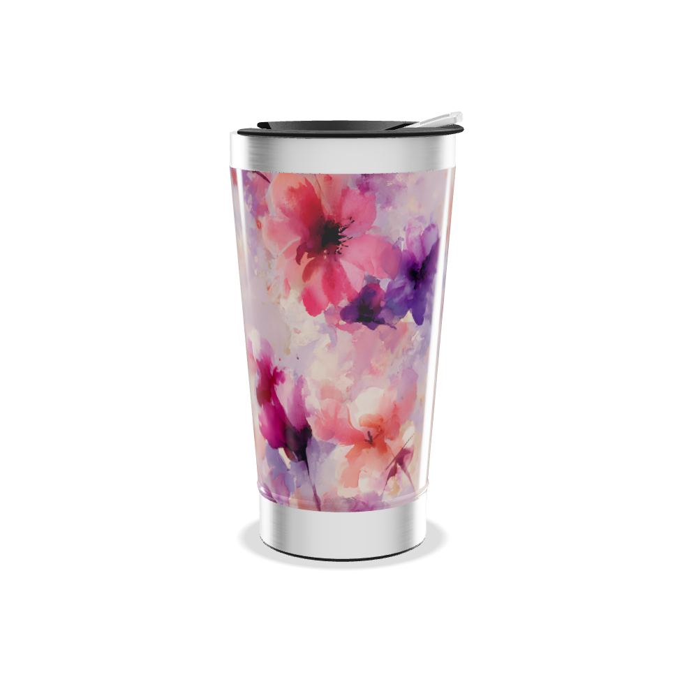 Copo Térmico - Floral Aquarela Inox