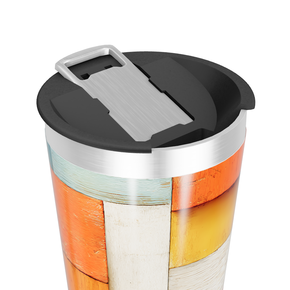 Copo Térmico - Colorido com Estampa de Madeira