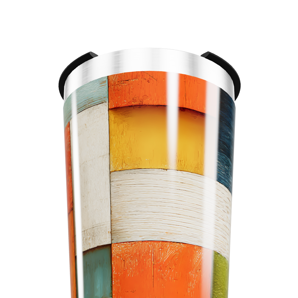 Copo Térmico - Colorido com Estampa de Madeira