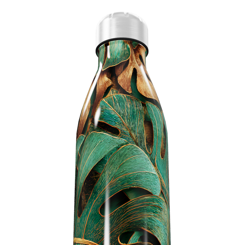 Garrafa Inox - Folhagem Tropical Verde