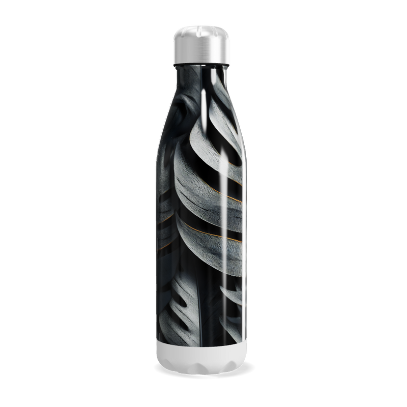Garrafa Inox - Folhagem Preto e Branco