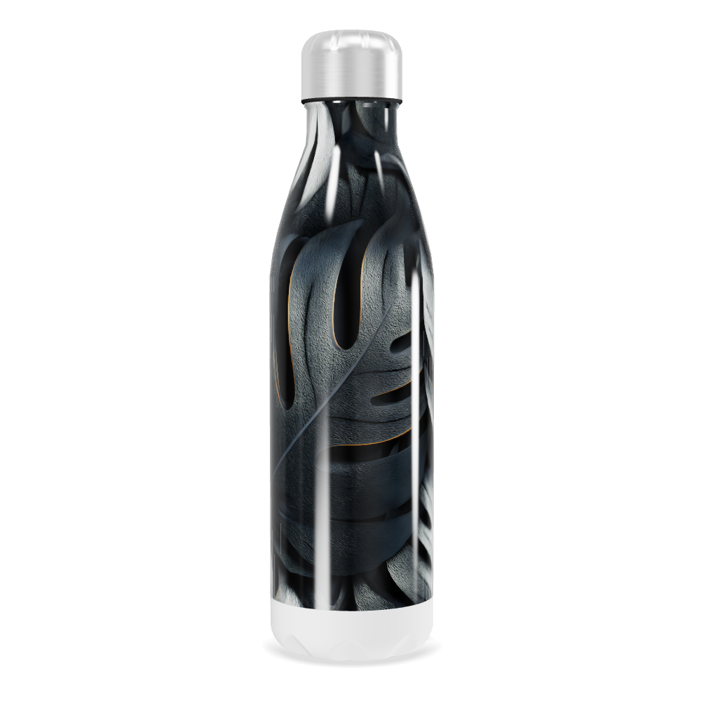 Garrafa Inox - Folhagem Preto e Branco