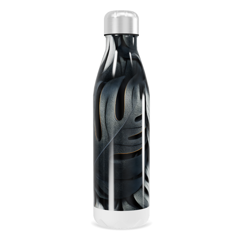 Garrafa Inox - Folhagem Preto e Branco