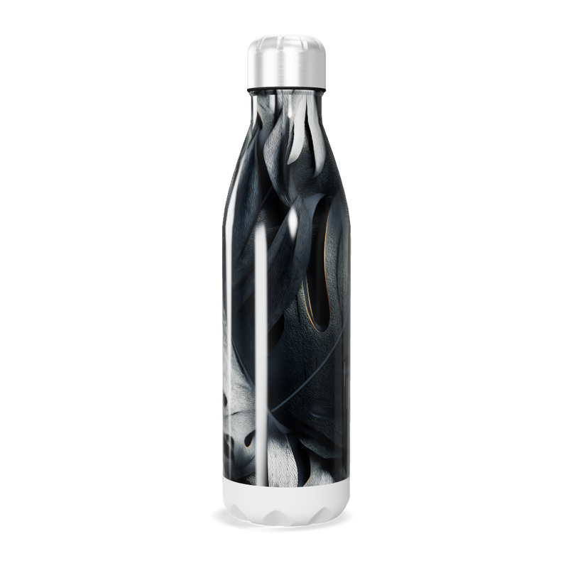 Garrafa Inox - Folhagem Preto e Branco