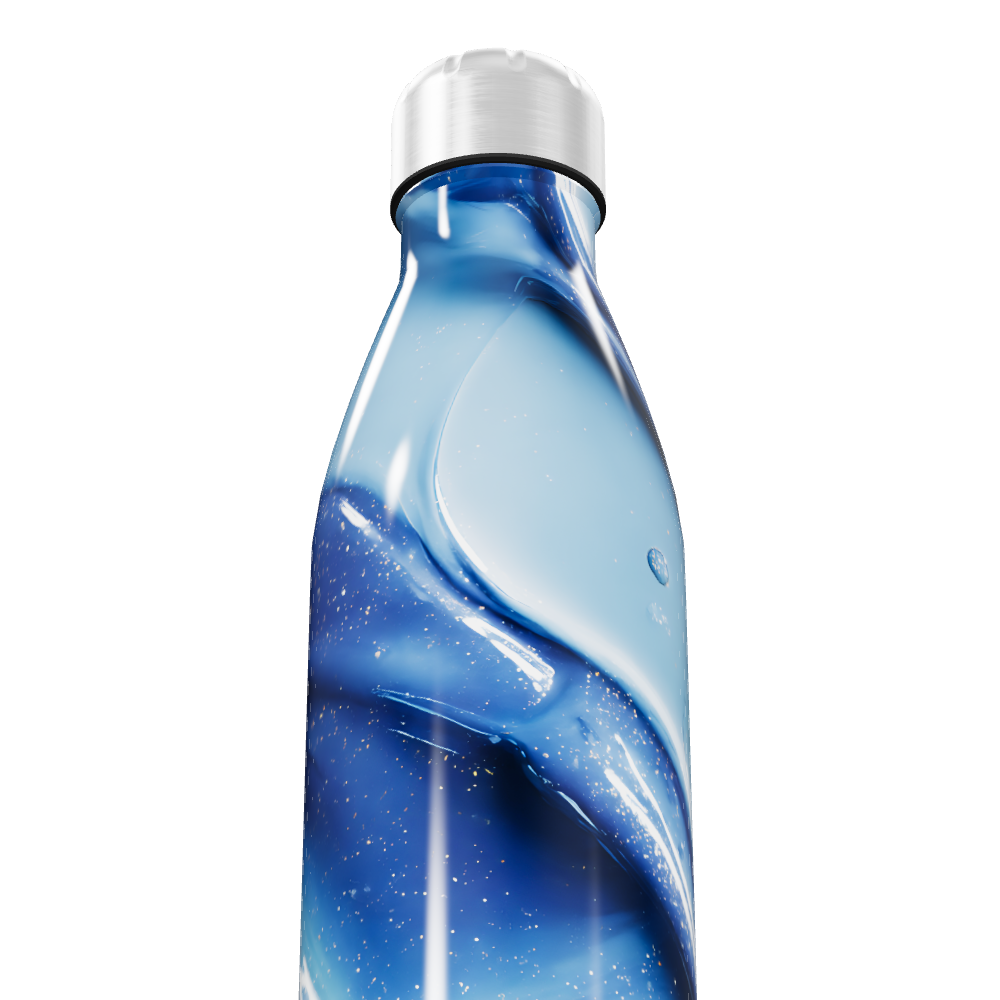 Garrafa Inox Azul - Design Ondas