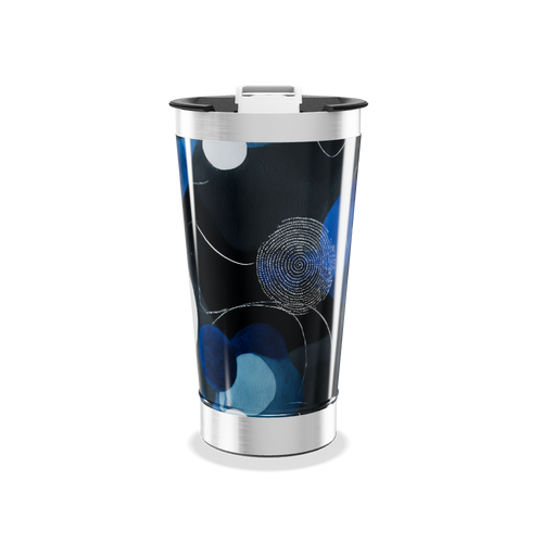 Copo Térmico - Azul com Estampa Abstrata