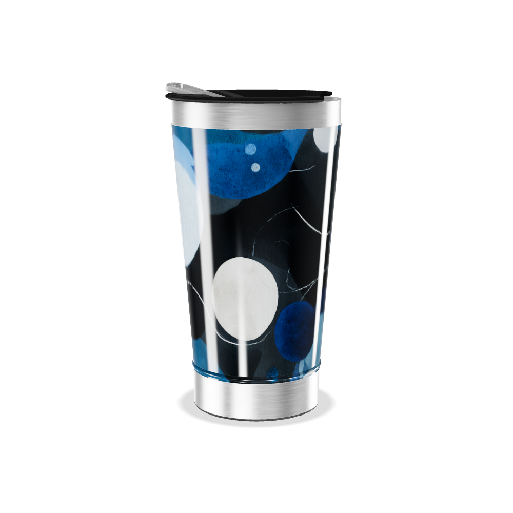 Copo Térmico - Azul com Estampa Abstrata