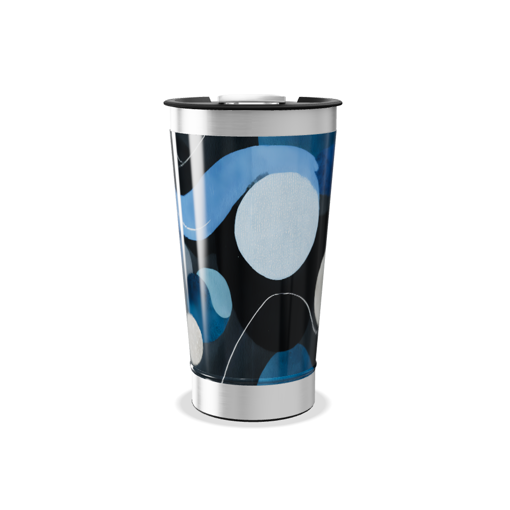 Copo Térmico - Azul com Estampa Abstrata