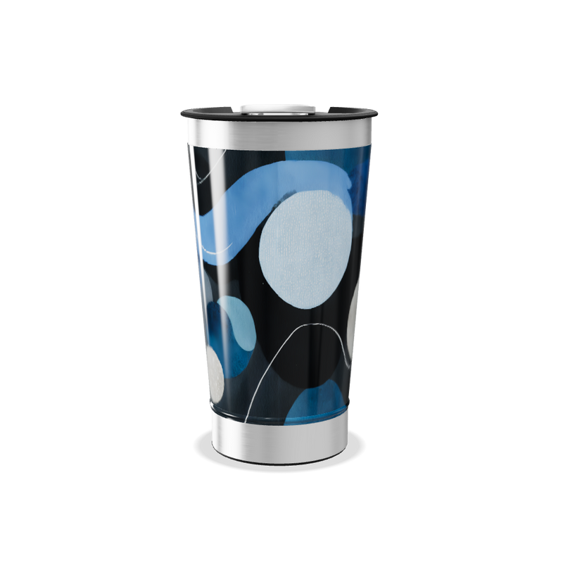 Copo Térmico - Azul com Estampa Abstrata