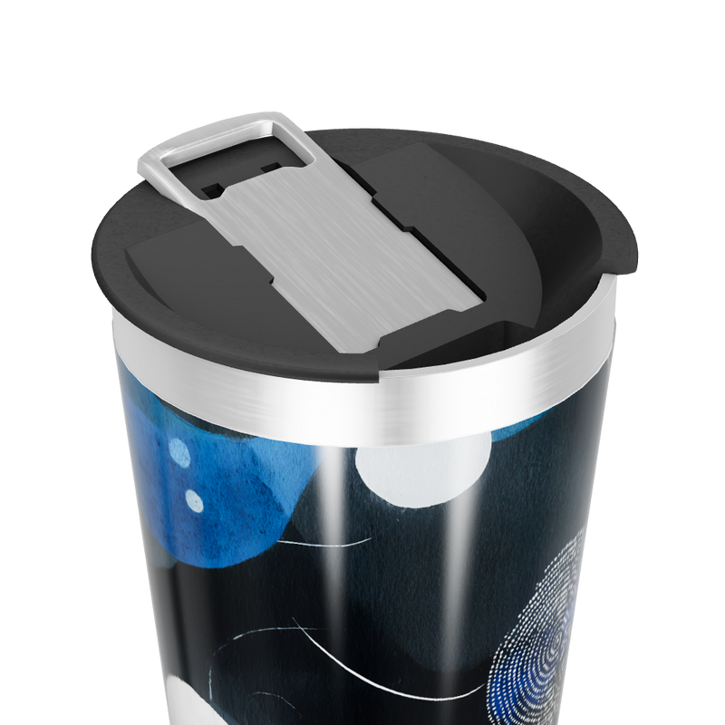 Copo Térmico - Azul com Estampa Abstrata