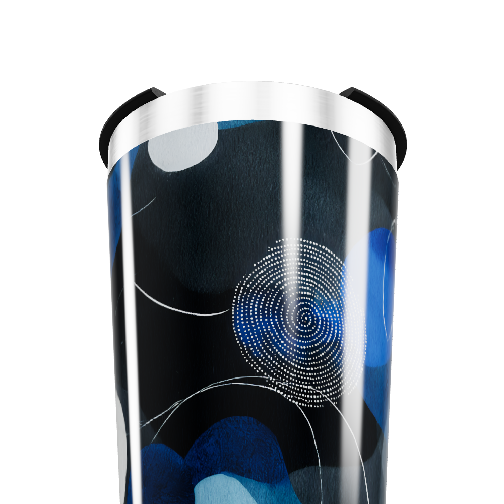 Copo Térmico - Azul com Estampa Abstrata