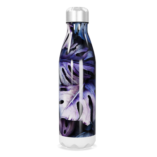 Garrafa Inox - Estampa Folhas Roxas