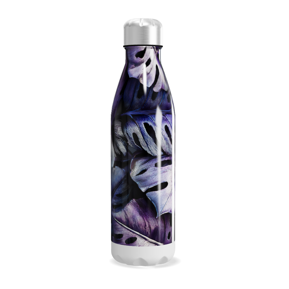 Garrafa Inox - Estampa Folhas Roxas