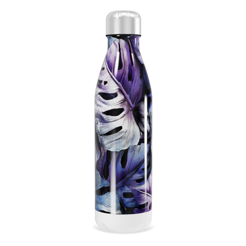 Garrafa Inox - Estampa Folhas Roxas