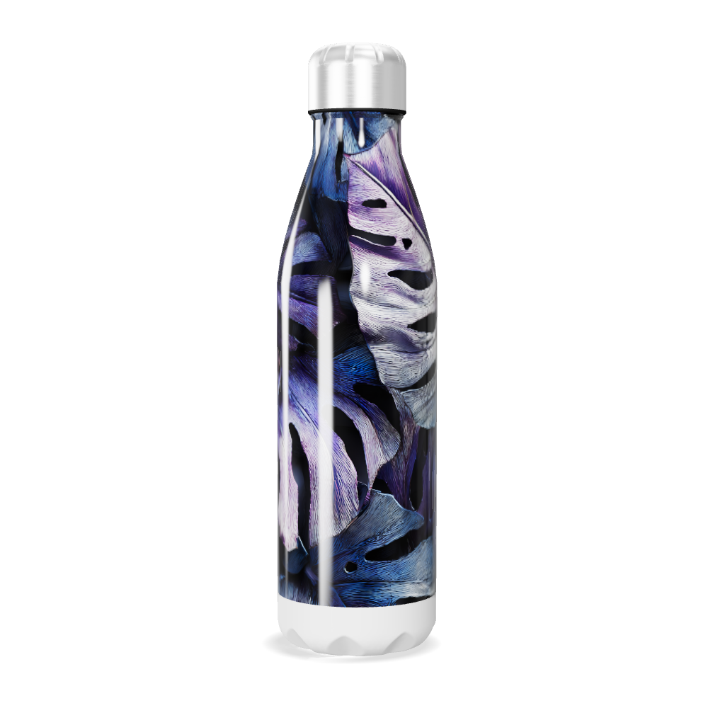Garrafa Inox - Estampa Folhas Roxas