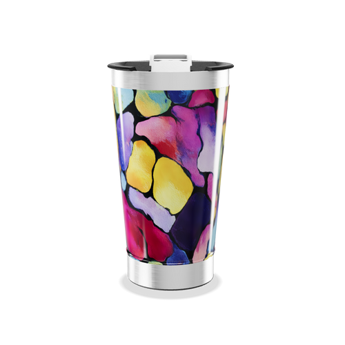 Copo Térmico - Colorido Abstrato Aço Inox
