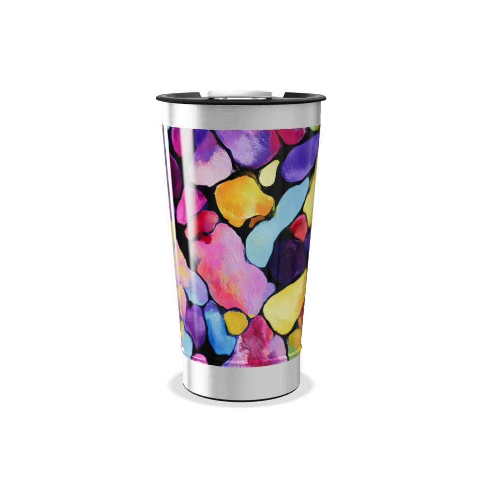 Copo Térmico - Colorido Abstrato Aço Inox