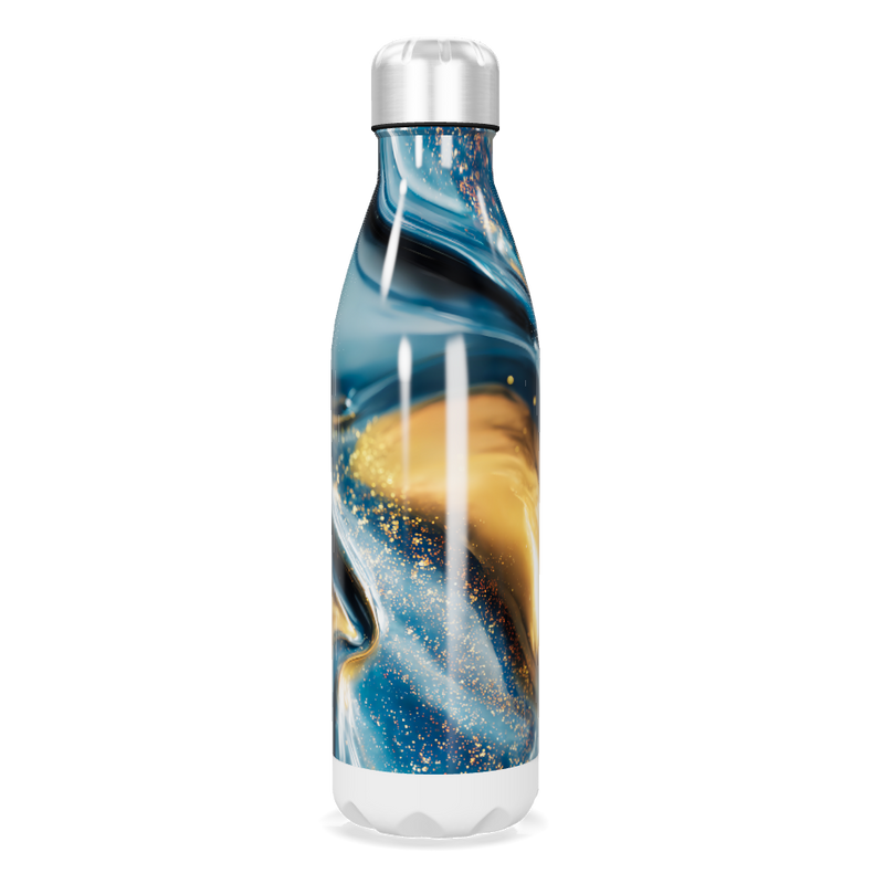 Garrafa Inox - Estampa Azul e Dourado