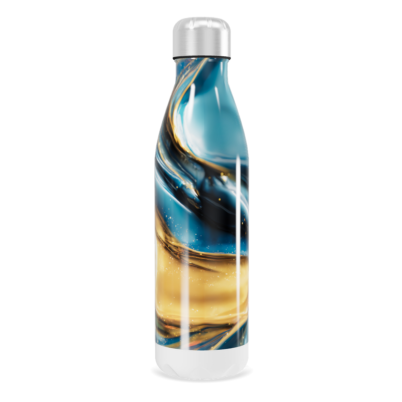 Garrafa Inox - Estampa Azul e Dourado