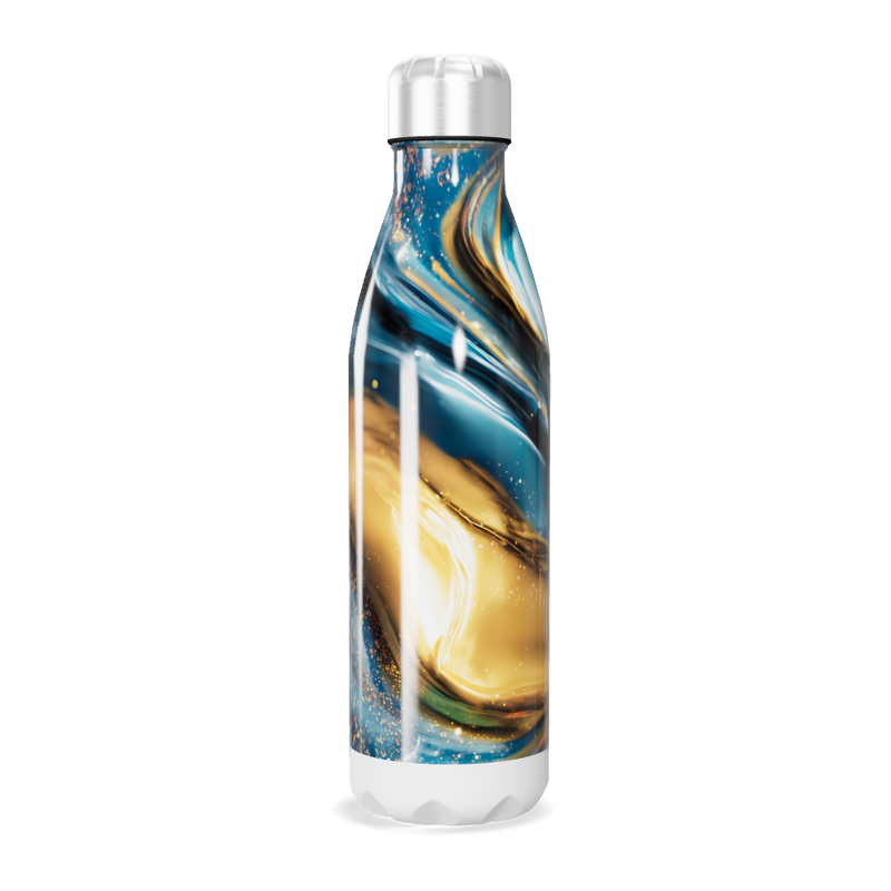 Garrafa Inox - Estampa Azul e Dourado