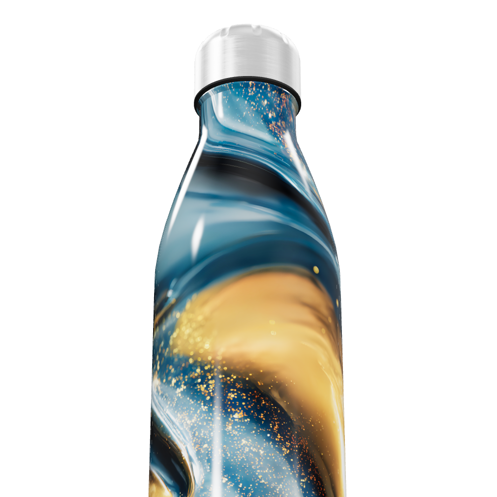 Garrafa Inox - Estampa Azul e Dourado