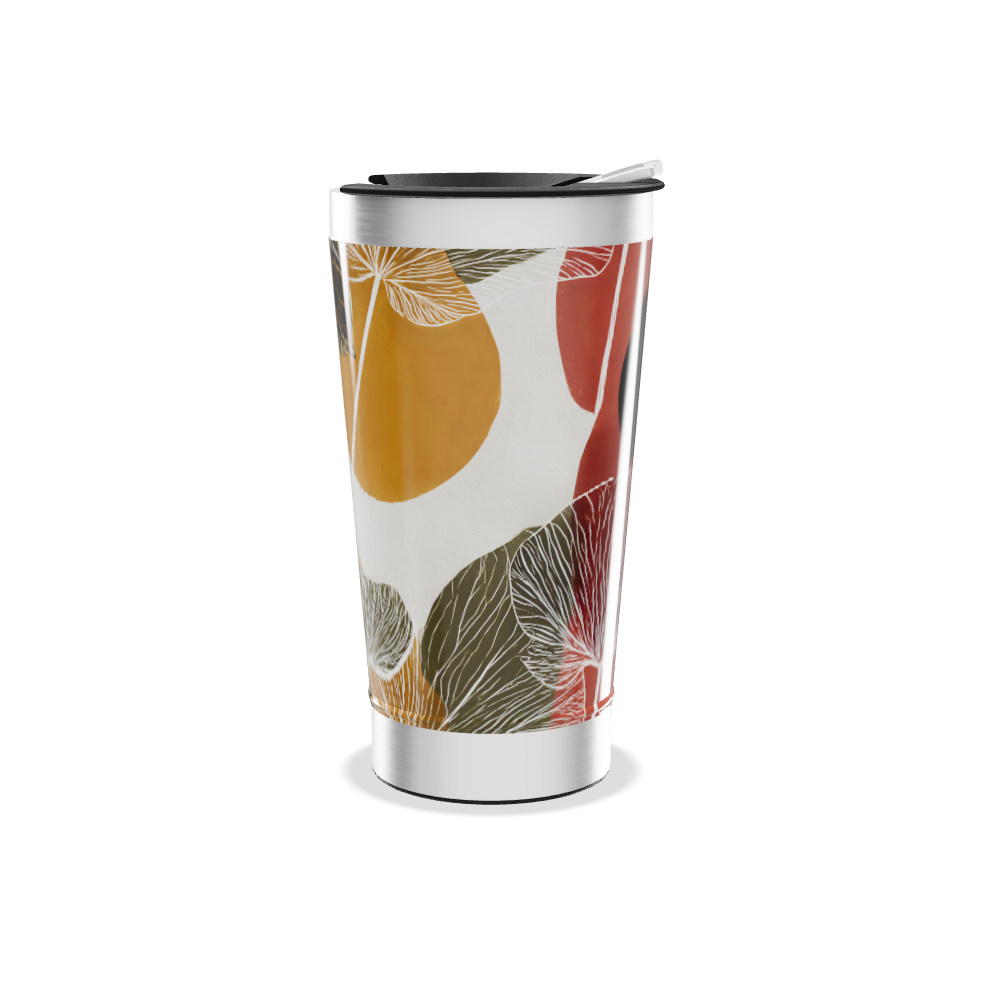 Copo Térmico - Estampa Folhas Preto e Dourado