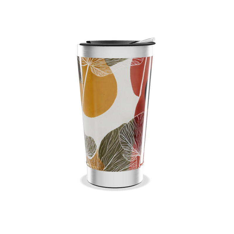 Copo Térmico - Estampa Folhas Preto e Dourado