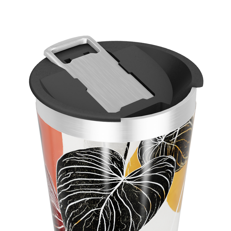 Copo Térmico - Estampa Folhas Preto e Dourado