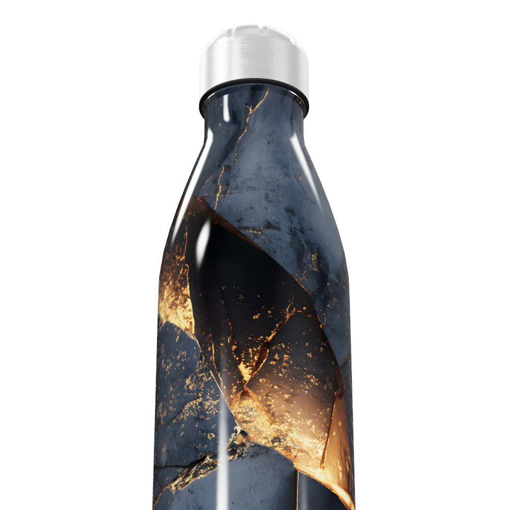 Garrafa Inox - Estampa Mármore Azul