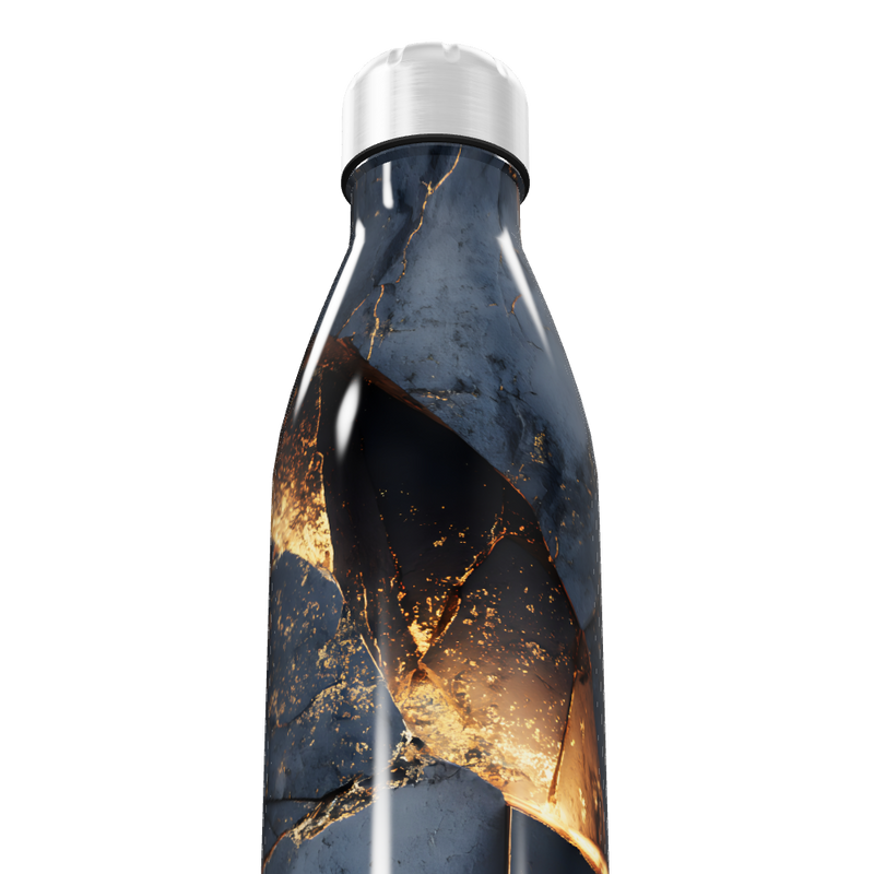 Garrafa Inox - Estampa Mármore Azul