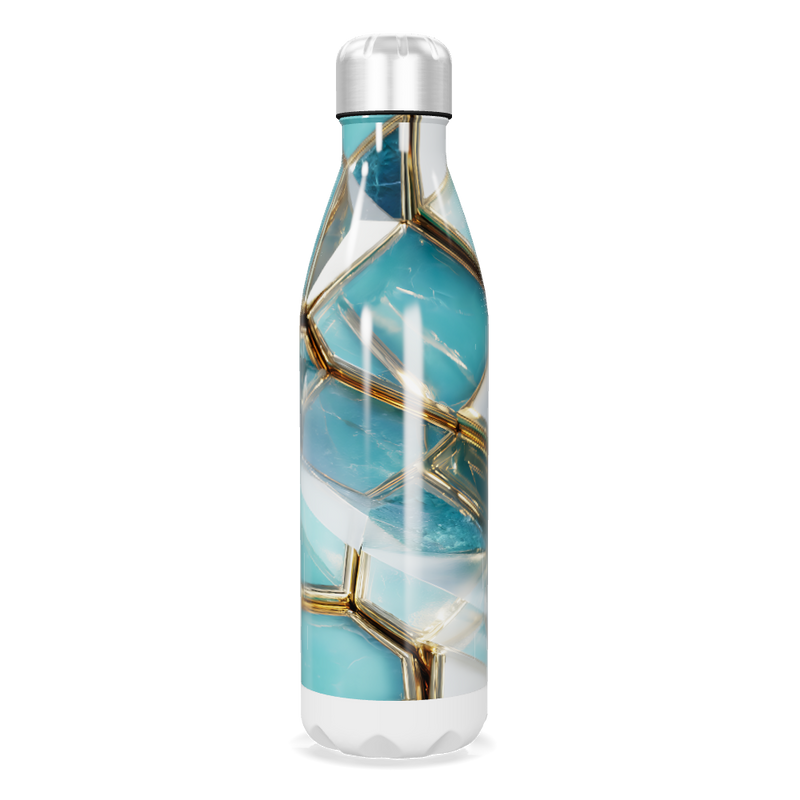 Garrafa Inox - Azul Dourado Marmorizado