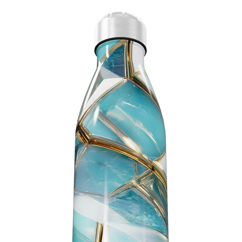 Garrafa Inox - Azul Dourado Marmorizado