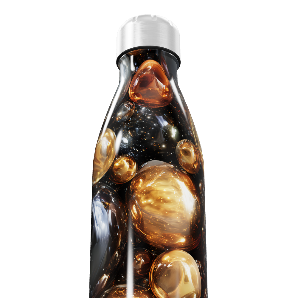 Garrafa Inox - Design Espacial Cores Ouro