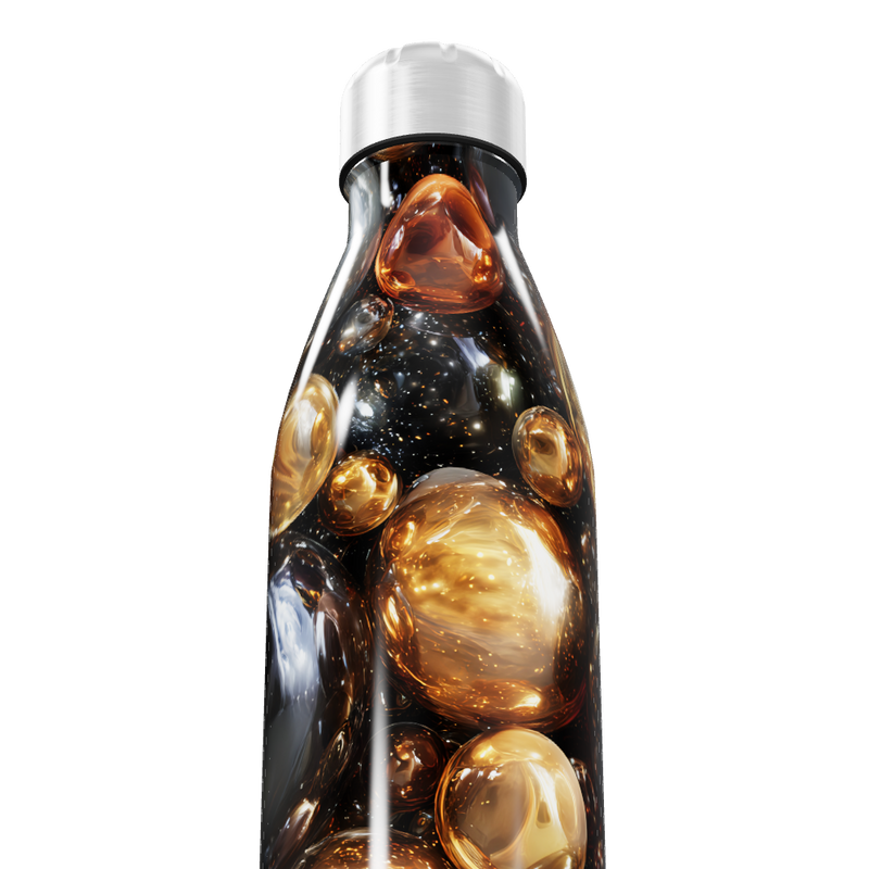 Garrafa Inox - Design Espacial Cores Ouro