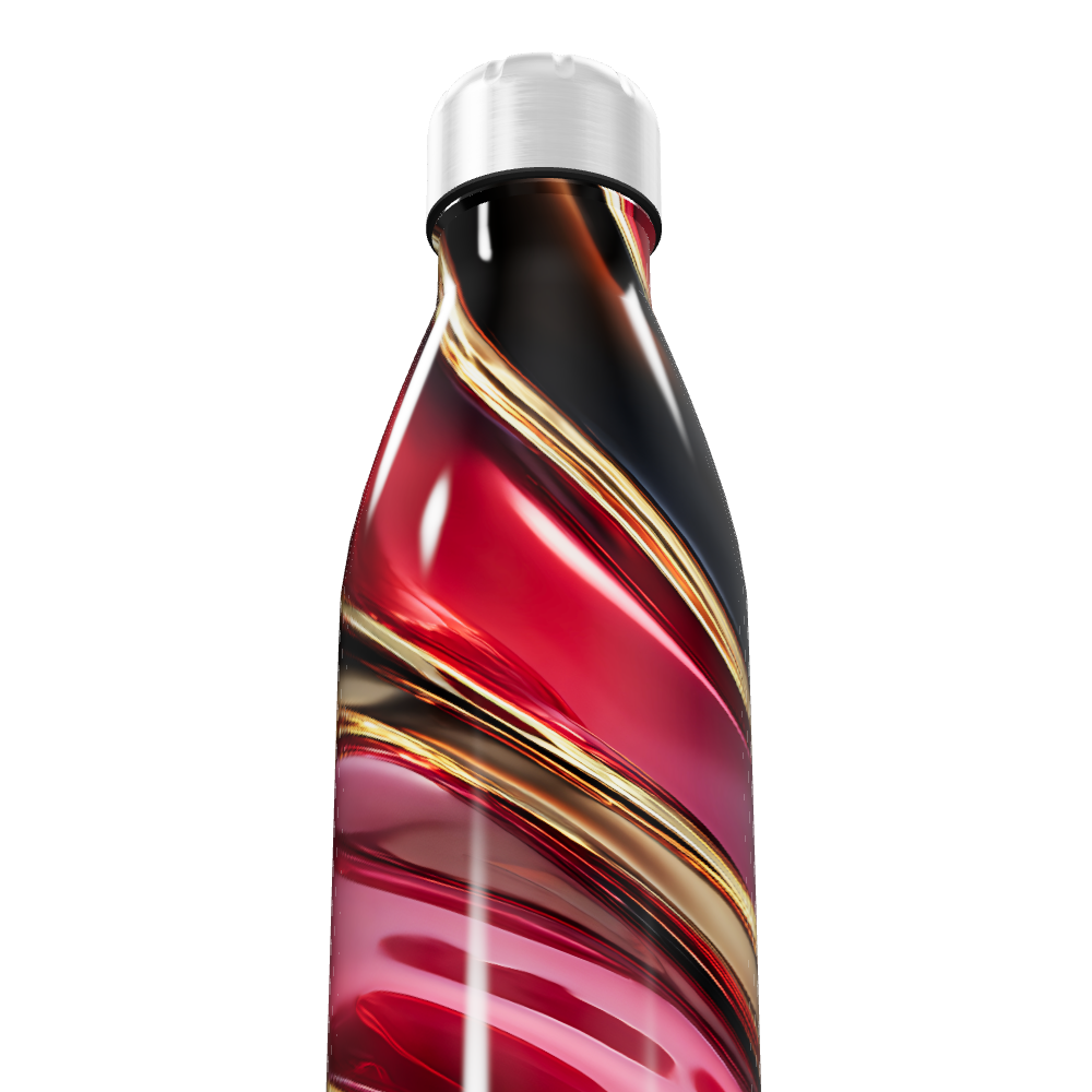 Garrafa Inox - Vermelha com Listras Elegantes